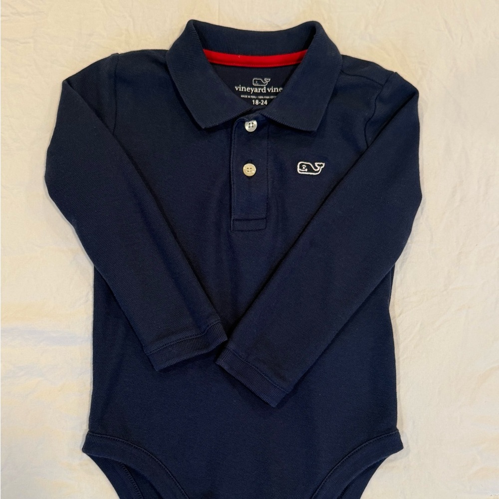 Vineyard Vines Navy Long-Sleeve Polo Bodysuit